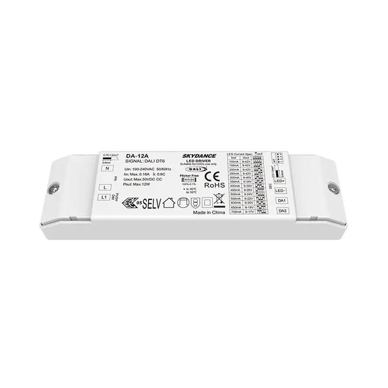 12W Constant Kasalukuyang DALI Dimmable LED Driver