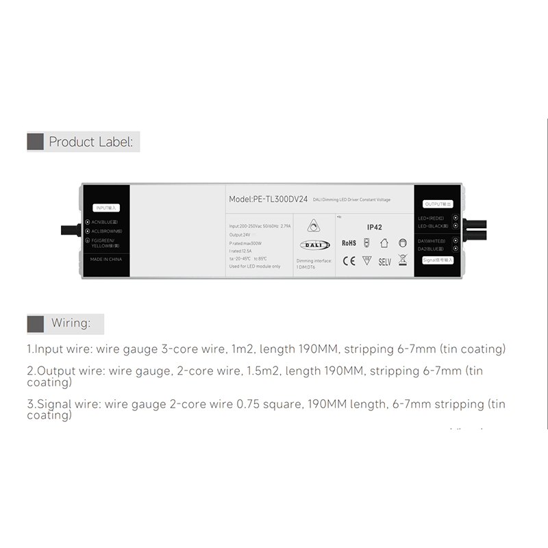 250W Constnat Kasalukuyang DALI Dimmable LED Driver