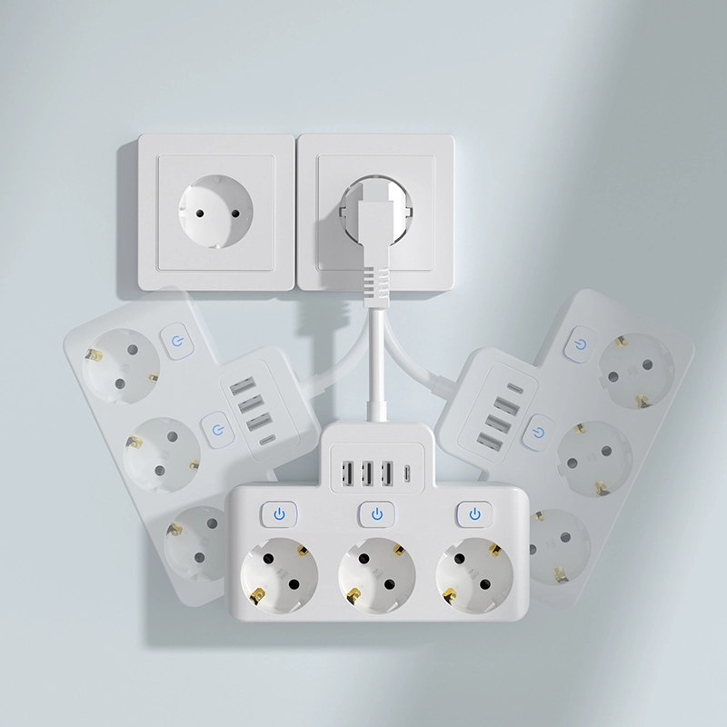 3 Outlet EU Power Strip na may Indibidwal na Switch