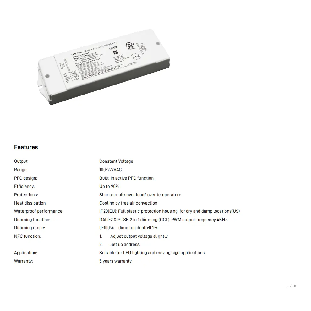 60W TUYA Zigbee CCT Dimmable LED Driver