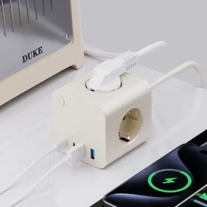 EU Power Strip na may 25W PD USB 3 AC Outlet
