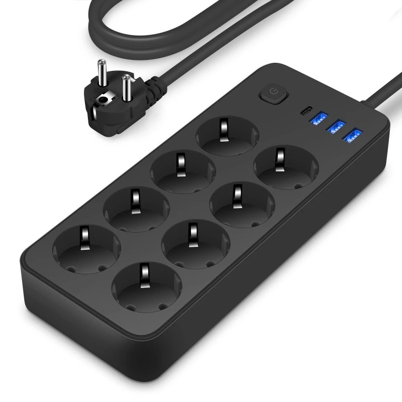 EU Standard Power Strip 8 AC na may 4 na USB Port