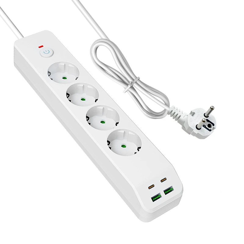 Fast Charging EU Power Strip na may 4 AC at 4 USB